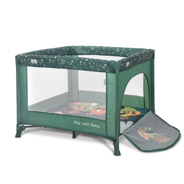 Tarc de joaca Lorelli Play N Relax Green Night 100x100x75 cm, deschidere laterala cu fermoar, geanta de transport - 1