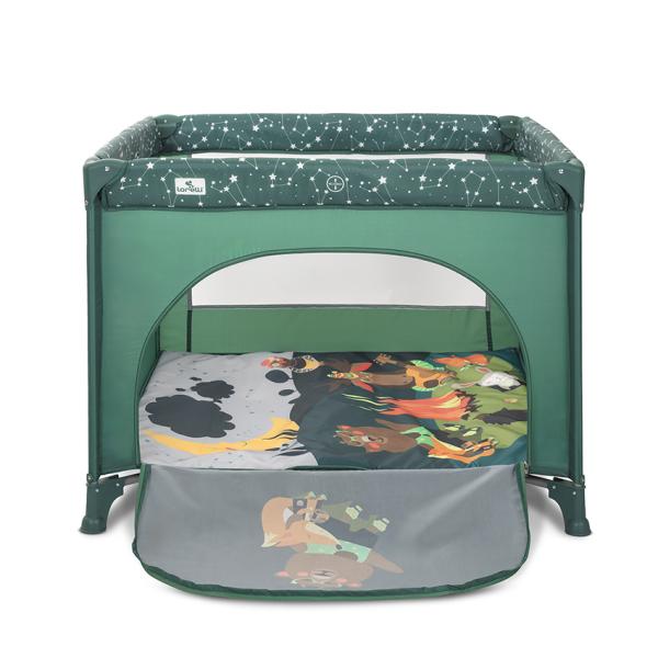 Tarc de joaca Lorelli Play N Relax Green Night 100x100x75 cm, deschidere laterala cu fermoar, geanta de transport - 4