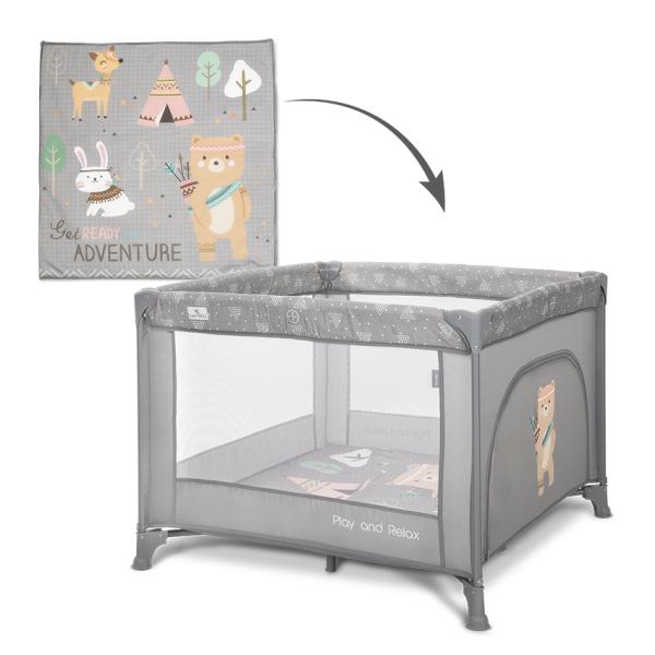 Tarc de joaca Lorelli Play N Relax Grey Adventure 100x100x75 cm, deschidere laterala cu fermoar, geanta de transport - 4