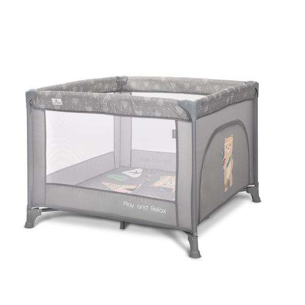 Tarc de joaca Lorelli Play N Relax Grey Adventure 100x100x75 cm, deschidere laterala cu fermoar, geanta de transport