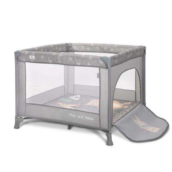 Tarc de joaca Lorelli Play N Relax Grey Adventure 100x100x75 cm, deschidere laterala cu fermoar, geanta de transport - 1