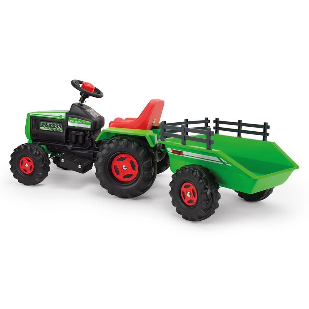 Tractor electric cu remorca Injusa, 6V, cu sunete si lumini, baterie si incarcator incluse, 1 an+, Verde - 1