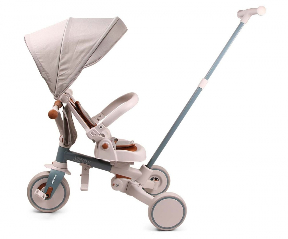 Tricicleta pentru copii Milly Mally Zippy Blue 5 in 1 pliabila, sezut rotativ, maner parental, roti din spuma, 12 luni+ - 2 | YEO