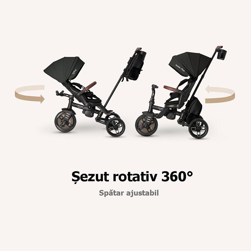 Tricicleta pentru copii Qplay Comfo Max Negru, ultrapliabila, scaun pivotant, roti eva, spatar reglabil - 3 | YEO