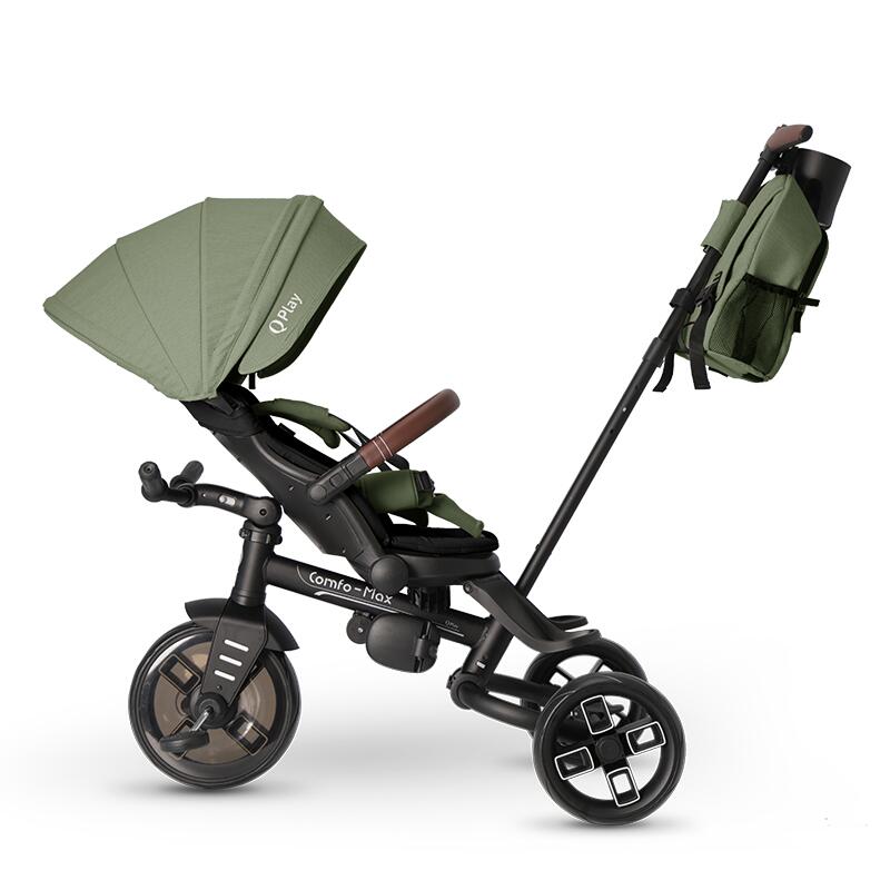 Tricicleta pentru copii Qplay Comfo Max Verde, ultrapliabila, scaun pivotant, roti eva, spatar reglabil - 1 | YEO