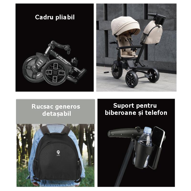 Tricicleta pentru copii Qplay Comfo Max Verde, ultrapliabila, scaun pivotant, roti eva, spatar reglabil - 2 | YEO