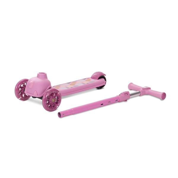 Trotineta pentru copii Lorelli Jetster Pink, roti din silicon cu Led, ghidon reglabil, greutate admisa 20 kg - 1