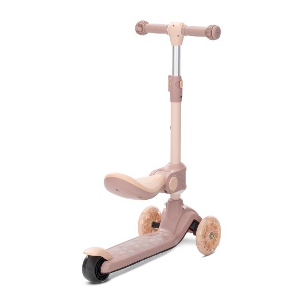 Trotineta pentru copii Lorelli Speedster Beige cu scaunel, roti din silicon cu led, ghidon reglabil, greutate admisa 50 kg - 1