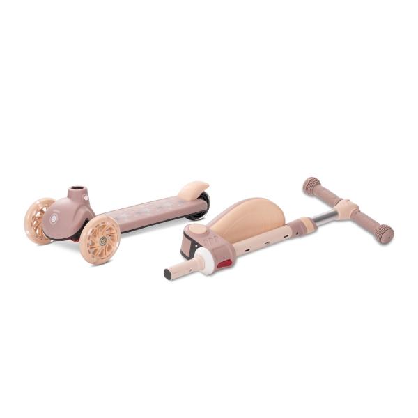 Trotineta pentru copii Lorelli Speedster Beige cu scaunel, roti din silicon cu led, ghidon reglabil, greutate admisa 50 kg - 4