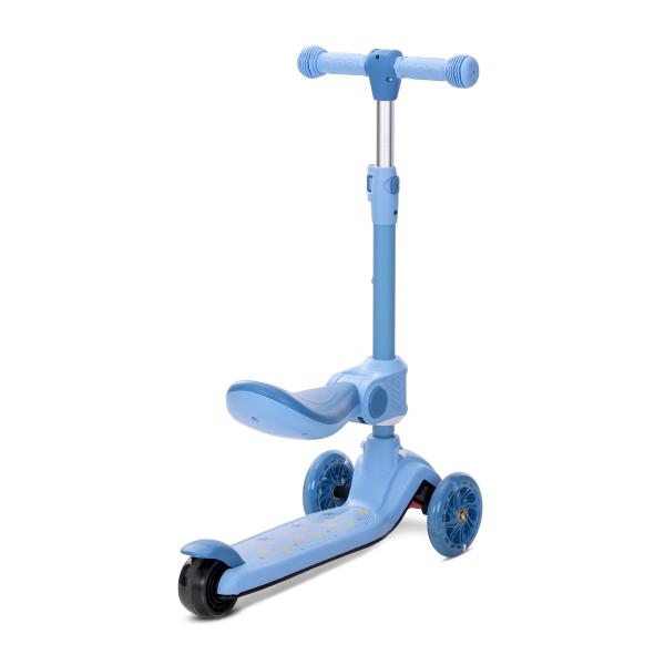 Trotineta pentru copii Lorelli Speedster Blue cu scaunel, roti din silicon cu led, ghidon reglabil, greutate admisa 50 kg - 1