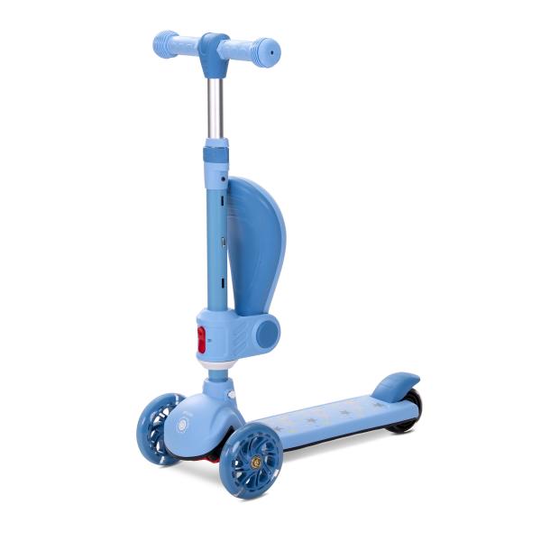 Trotineta pentru copii Lorelli Speedster Blue cu scaunel, roti din silicon cu led, ghidon reglabil, greutate admisa 50 kg - 2