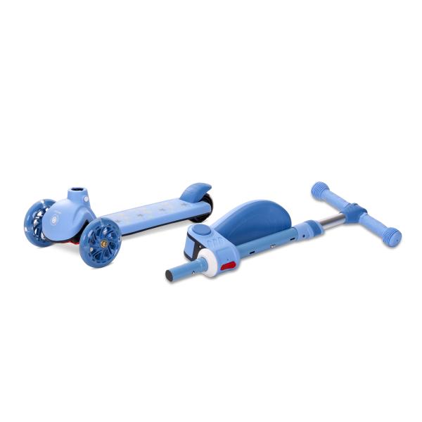Trotineta pentru copii Lorelli Speedster Blue cu scaunel, roti din silicon cu led, ghidon reglabil, greutate admisa 50 kg - 4