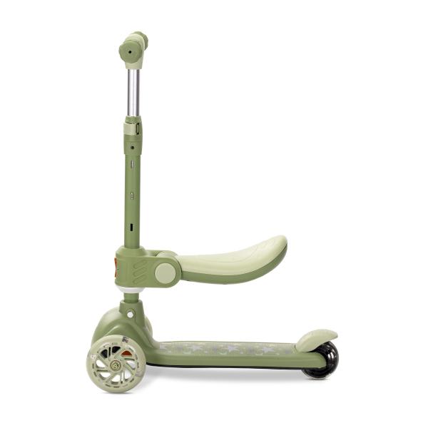 Trotineta pentru copii Lorelli Speedster Green cu scaunel, roti din silicon cu led, ghidon reglabil, greutate admisa 50 kg