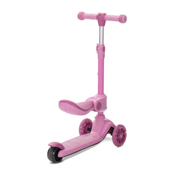 Trotineta pentru copii Lorelli Speedster Pink cu scaunel, roti din silicon cu led, ghidon reglabil, greutate admisa 50 kg - 1