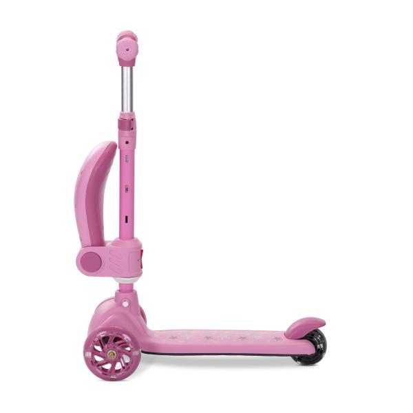 Trotineta pentru copii Lorelli Speedster Pink cu scaunel, roti din silicon cu led, ghidon reglabil, greutate admisa 50 kg - 3