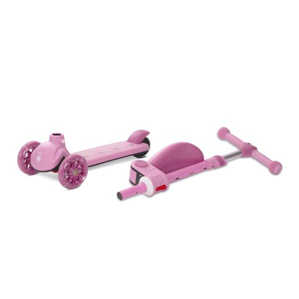 Trotineta pentru copii Lorelli Speedster Pink cu scaunel, roti din silicon cu led, ghidon reglabil, greutate admisa 50 kg - 4