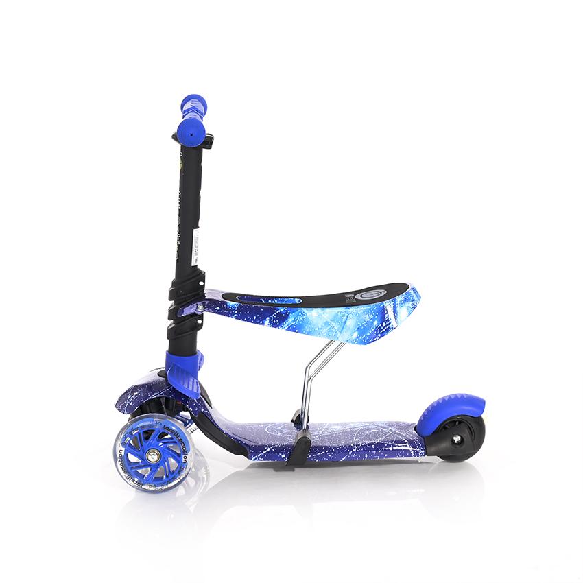 Trotineta pentru copii Smart Blue Cosmos, 3 roti LED, scaun reglabil si detasabil, ghidon reglabil, greutate suportata 20 kg, varsta 3 ani+ - 1