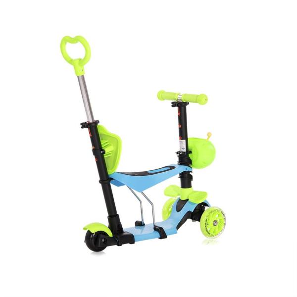 Trotineta pentru copii Smart Plus Blue Green, 3 roti cu LED, scaun reglabil si detasabil, maner parental reglabil, ghidon reglabil, greutate suportata 20 kg, varsta 3 ani+ - 1