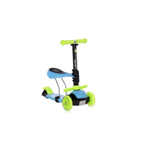 Trotineta pentru copii Smart Plus Blue Green, 3 roti cu LED, scaun reglabil si detasabil, maner parental reglabil, ghidon reglabil, greutate suportata 20 kg, varsta 3 ani+ - 3