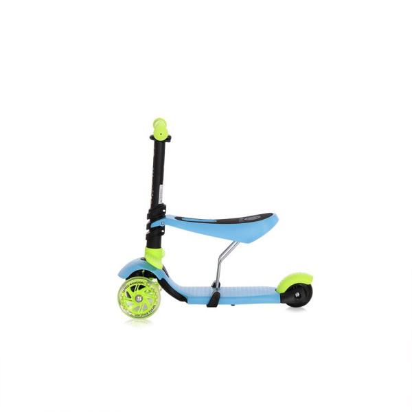 Trotineta pentru copii Smart Plus Blue Green, 3 roti cu LED, scaun reglabil si detasabil, maner parental reglabil, ghidon reglabil, greutate suportata 20 kg, varsta 3 ani+ - 4