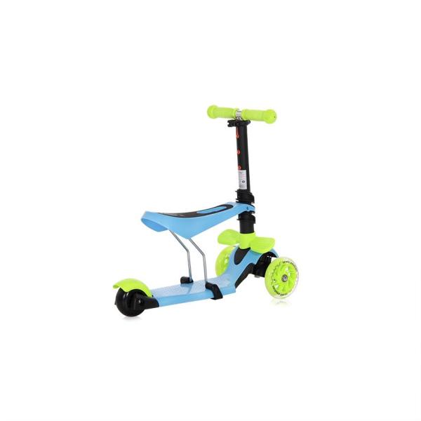 Trotineta pentru copii Smart Plus Blue Green, 3 roti cu LED, scaun reglabil si detasabil, maner parental reglabil, ghidon reglabil, greutate suportata 20 kg, varsta 3 ani+ - 5