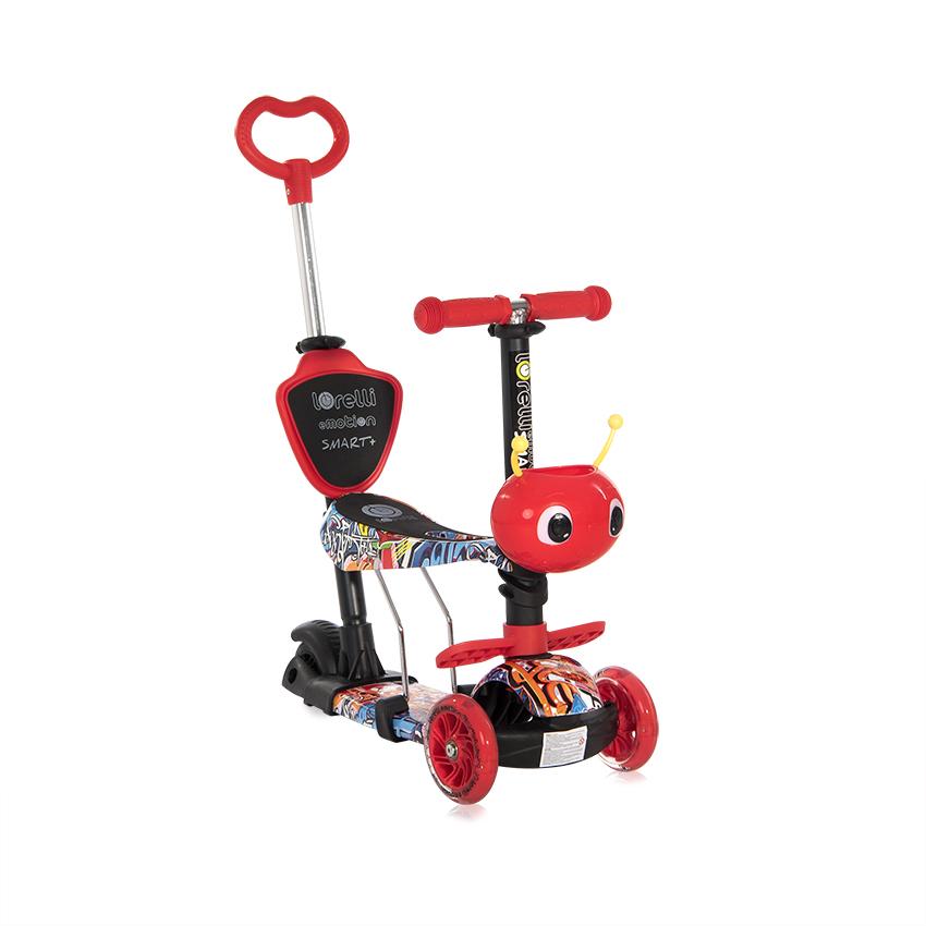 Trotineta pentru copii Smart Plus Red Graffiti, 3 roti cu LED, scaun reglabil si detasabil, maner parental reglabil, ghidon reglabil, greutate suportata 20 kg, varsta 3 ani+ - 8