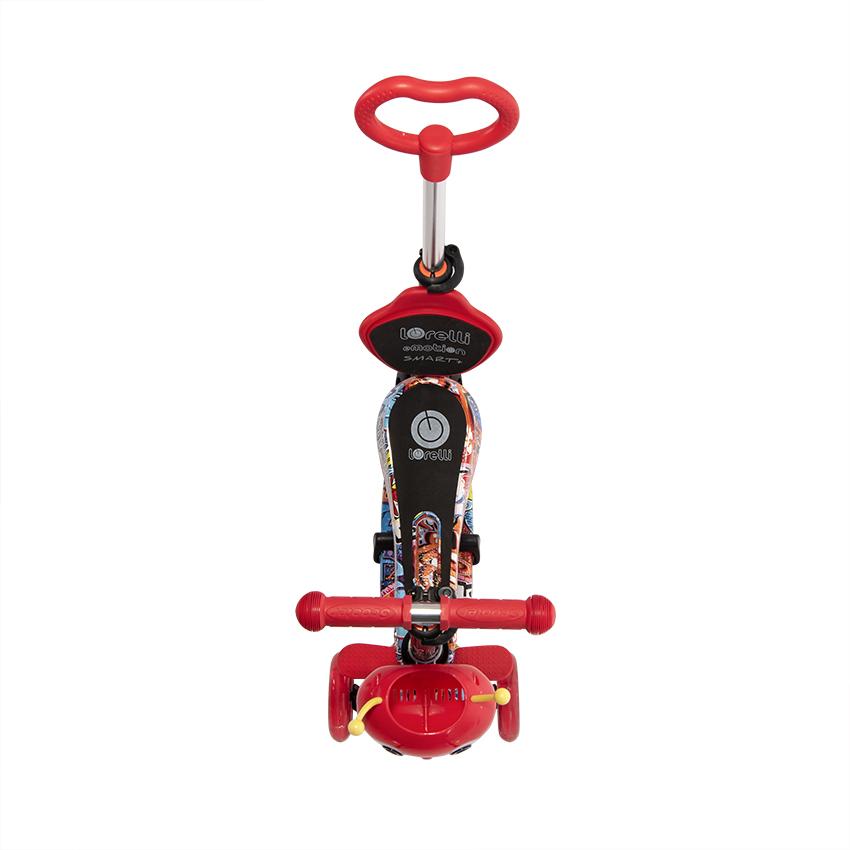 Trotineta pentru copii Smart Plus Red Graffiti, 3 roti cu LED, scaun reglabil si detasabil, maner parental reglabil, ghidon reglabil, greutate suportata 20 kg, varsta 3 ani+ - 2