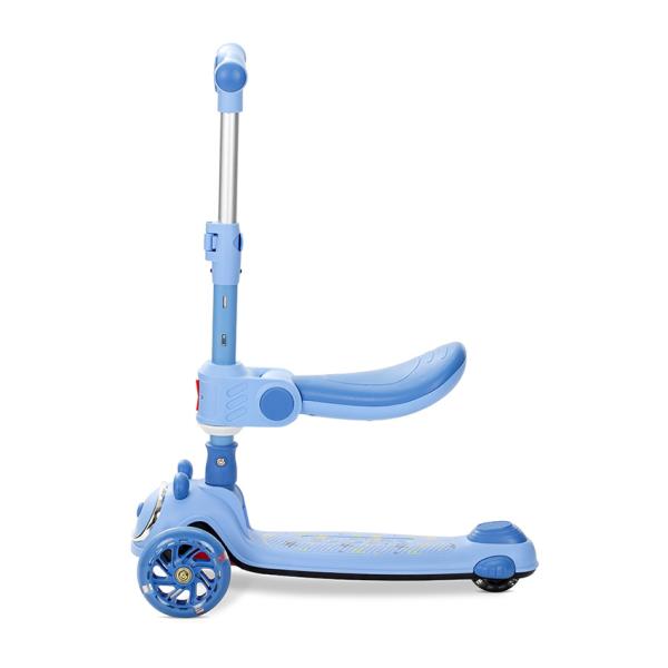 Trotineta pentru copii Lorelli Swiftie Blue pliabila, roti cu led, sezut pliabil, ghidon reglabil, platforma cu lumini si melodii, greutate admisa 50 kg - 1