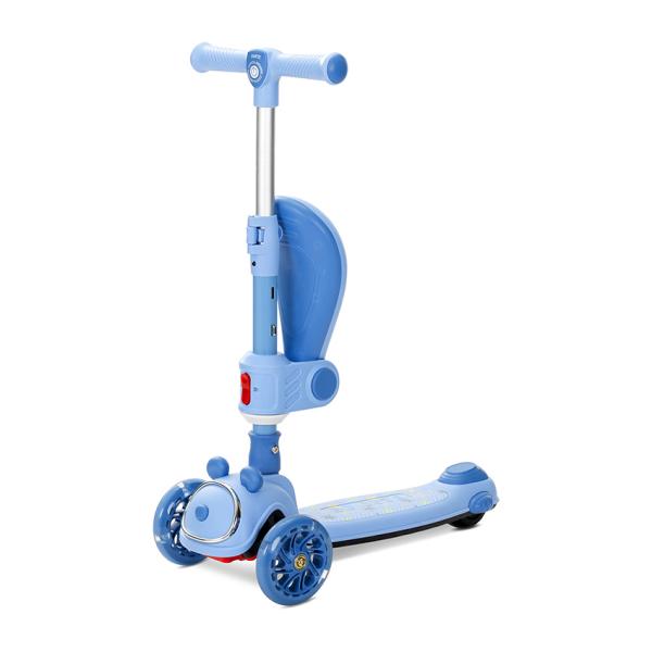 Trotineta pentru copii Lorelli Swiftie Blue pliabila, roti cu led, sezut pliabil, ghidon reglabil, platforma cu lumini si melodii, greutate admisa 50 kg - 2