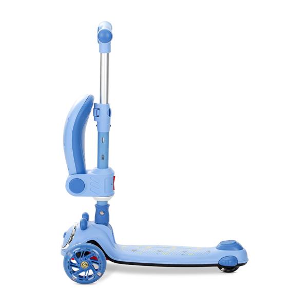 Trotineta pentru copii Lorelli Swiftie Blue pliabila, roti cu led, sezut pliabil, ghidon reglabil, platforma cu lumini si melodii, greutate admisa 50 kg - 3