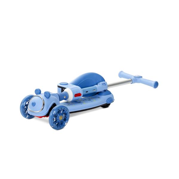 Trotineta pentru copii Lorelli Swiftie Blue pliabila, roti cu led, sezut pliabil, ghidon reglabil, platforma cu lumini si melodii, greutate admisa 50 kg - 4