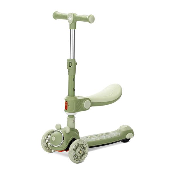 Trotineta pentru copii Lorelli Swiftie Green pliabila, roti cu led, sezut pliabil, ghidon reglabil, platforma cu lumini si melodii, greutate admisa 50 kg - 5