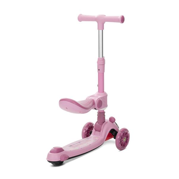 Trotineta pentru copii Lorelli Swiftie Pink pliabila, roti cu led, sezut pliabil, ghidon reglabil, platforma cu lumini si melodii, greutate admisa 50 kg