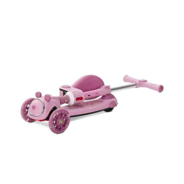Trotineta pentru copii Lorelli Swiftie Pink pliabila, roti cu led, sezut pliabil, ghidon reglabil, platforma cu lumini si melodii, greutate admisa 50 kg - 4