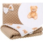 Set paturica dubla 75x55 cm si pernuta asortata 25x35 cm pentru copii BabyMam, model minky bej