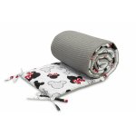 Aparatoare pentru patut Sensillo Waffle Mice Grey 180x30cm cu doua fete din bumbac, umplutura antialergica,prindere cu panglici