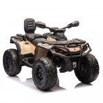 Atv electric pentru copii Can Am Outlander kaki, 4 motoare x 200W, scaun cu piele ecologica, roti eva, lumini led, panou multimedia usb, sd, mp3 si bluetooth