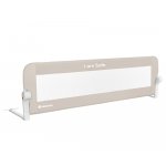 Bariera de protectie pentru pat copii KikkaBoo I am Safe Beige 150 cm,fixare stabila,rabatabila,potrivita pentru saltele de la 12-20 cm,colturi rotunjite,material textil de inalta calitate