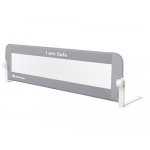 Bariera de protectie pentru pat copii KikkaBoo I am Safe Grey 150 cm,fixare stabila,rabatabila,potrivita pentru saltele de la 12-20 cm,colturi rotunjite,material textil de inalta calitate