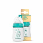 Biberon din sticla anticolici Baboo cu gat larg 150 ml 0 luni+