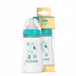 Biberon din sticla anticolici Baboo cu gat larg 250 ml 3 luni+