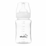 Biberon anticolici Akuku 240ml si gat larg, tetina din silicon cu supapa anticolici, materiale sigure fara BPA, indicator cantitate usor de citit