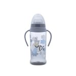 Biberon anticurgere cu manere, tetina lata, protejeaza gingiile, 6 luni+, 360 ml, My Friend Cameo Blue