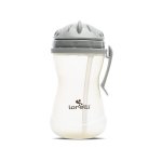 Cana sport cu clips lateral, pai moale si flexibil, capac de protectie rotativ, 360 ml, Grey Yellow