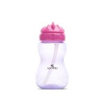 Cana sport cu pai moale si flexibil, capac de protectie rotativ, 275 ml, Pink Purple