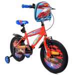 Bicicleta pentru copii Belderia Fastwheel Orange 2-4 ani, roti 12 inch, roti ajutatoare si frane V-Brake, cu ghiozdan