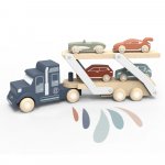 Camion transportor cu masinute din lemn Speedy Monkey