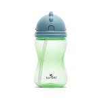 Cana sport cu pai moale si flexibil, capac de protectie rotativ, 300 ml, Green Blue