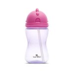Cana sport cu pai moale si flexibil, capac de protectie rotativ, 300 ml, Pink Purple