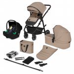Carucior 3 in 1 Lionelo Bianka Bej, transformabil, cadru aluminiu, landou si salteluta moale, multiple accesorii, sustine 22 kg, 0 luni+, EN1466:2014+AC:2015, EN1888